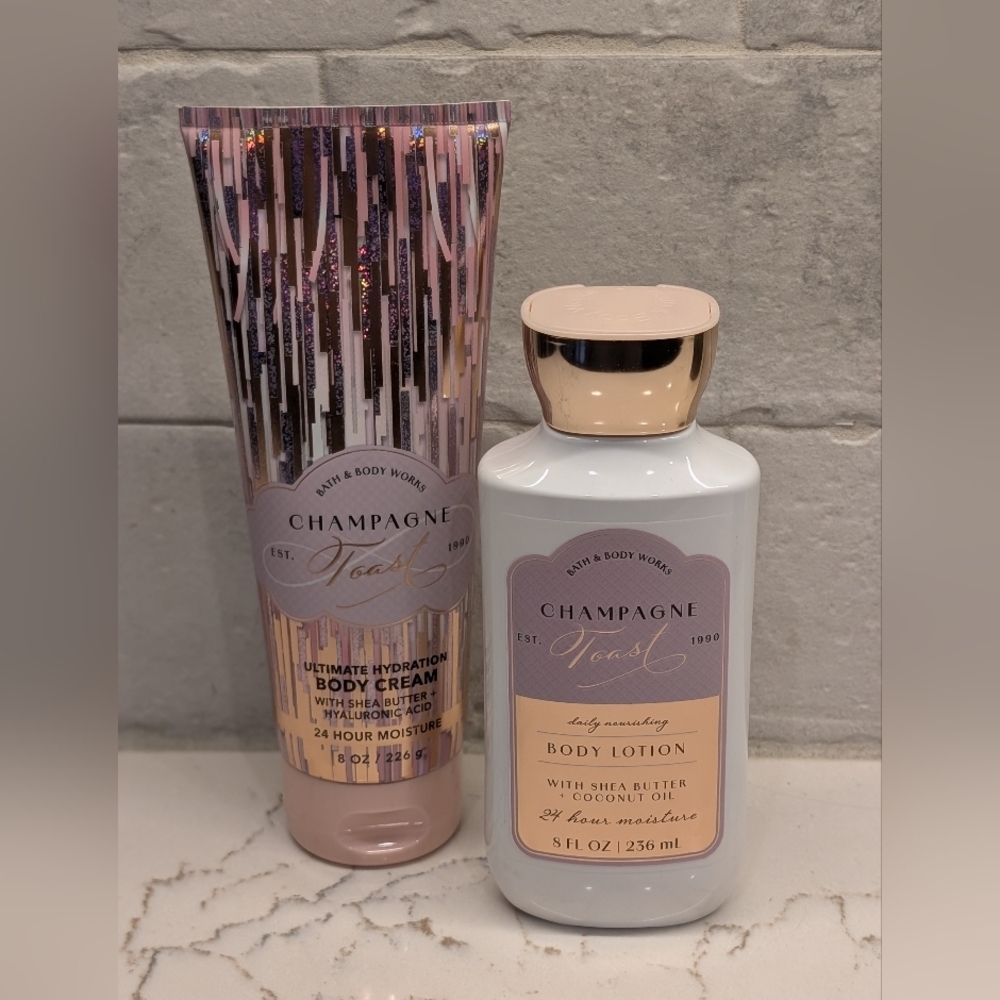 💚Bath & Body Works Champagne Toast Body Cream & Lotion Set - New - 8oz & 8oz